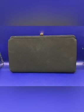 Vintage 1950s After Five by L&M Black Evening Clutch Purse with Coin Bag Gold